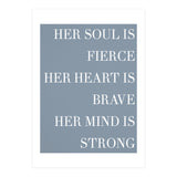 Fierce, Brave, Strong Female Empowerment Quote Blue (Print Only) thumbnail