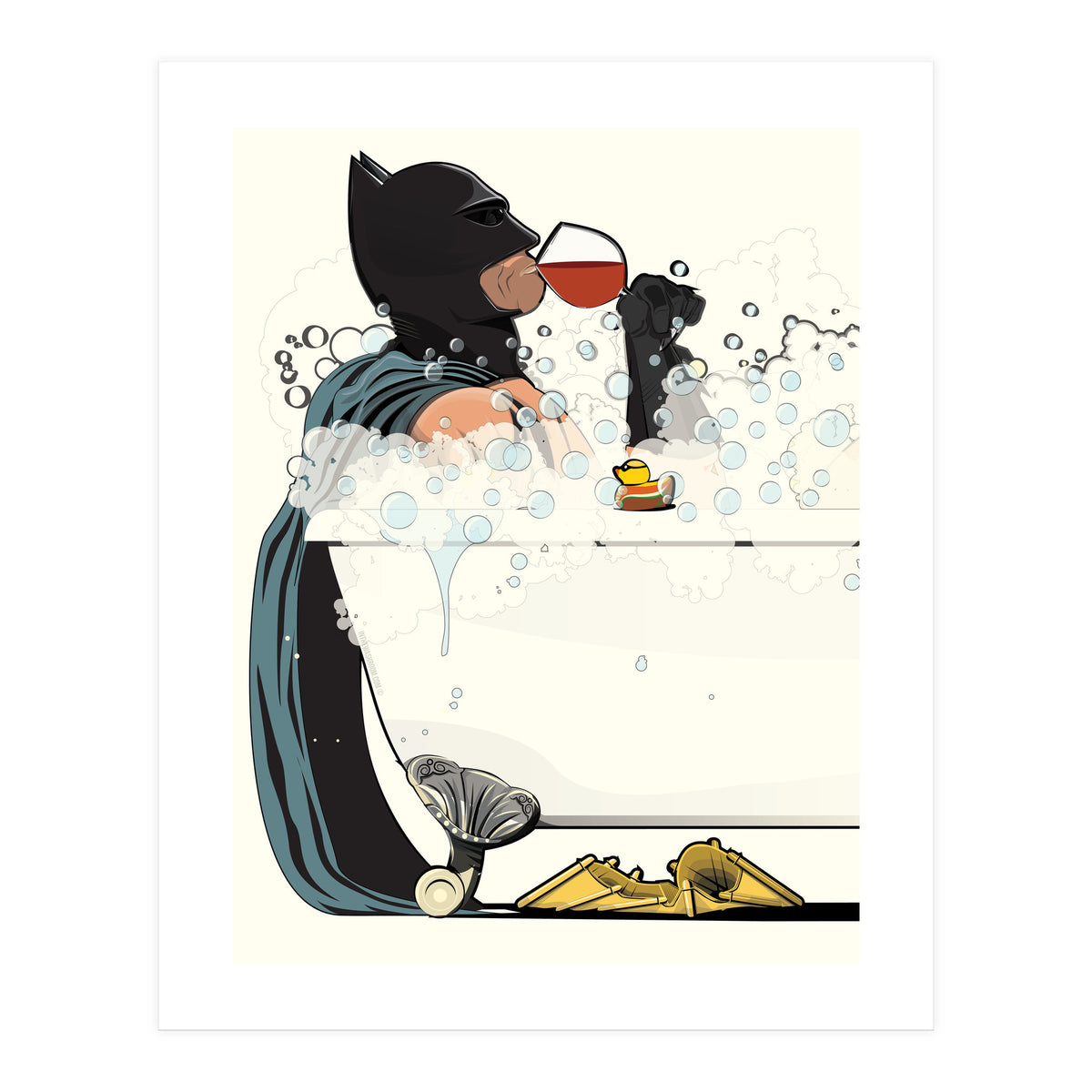 Batman in the Bath, funny Bathroom Humour (Print Only)