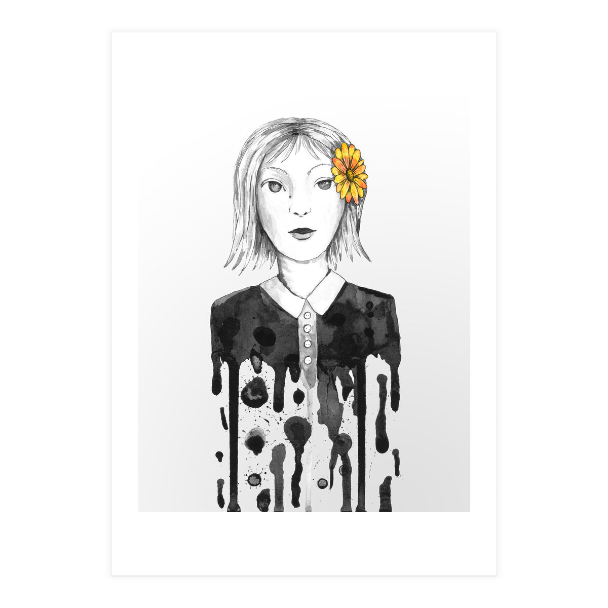 Flower dripping girl  (Print Only)