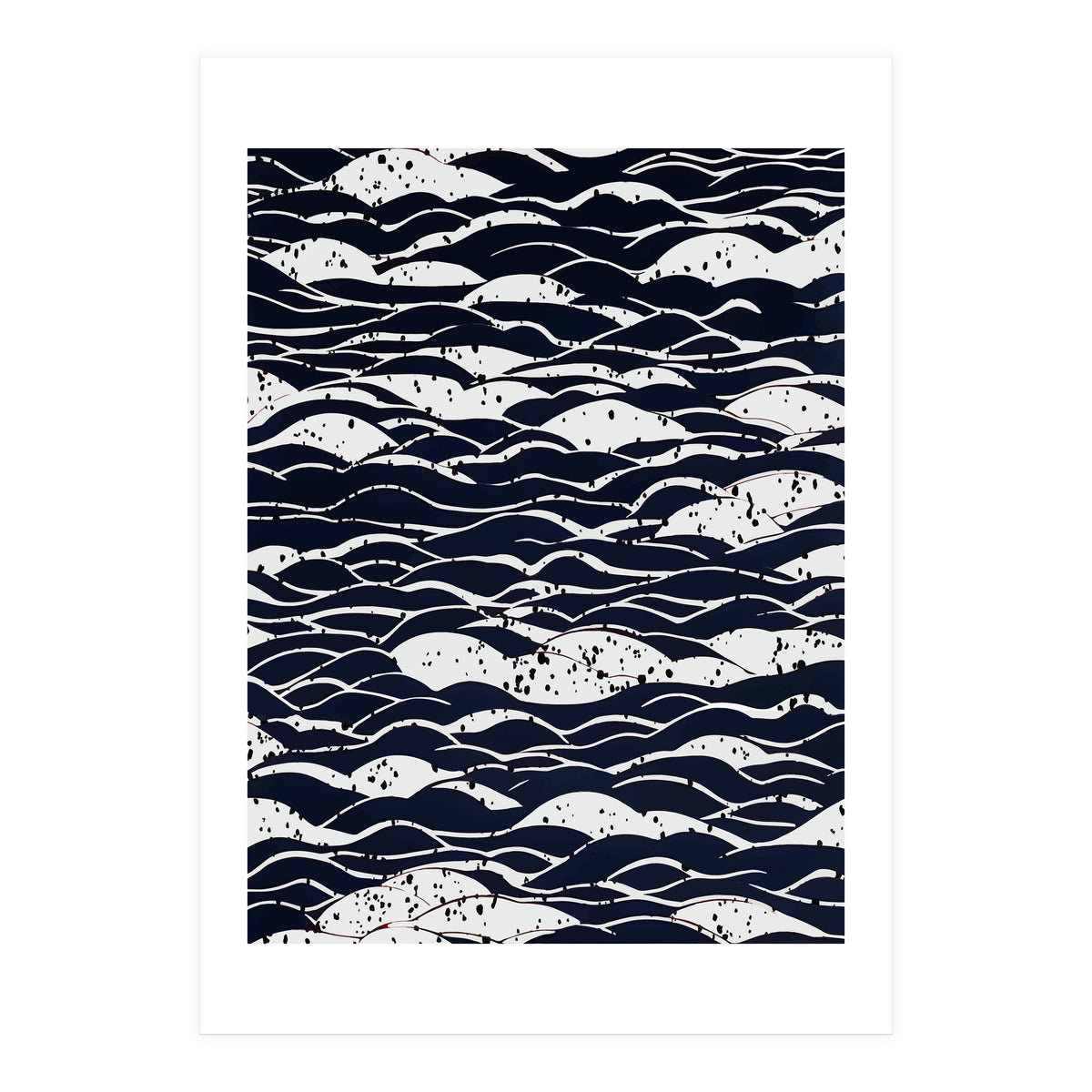 Rain, Abstract Storm Black & White, Monochromatic Line Art Sketch, Simple Eclectic Painting (Print Only)