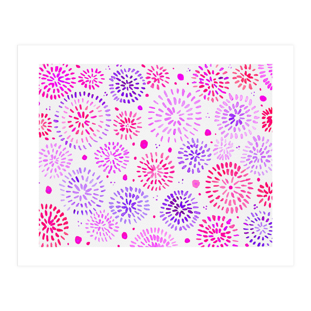 Abstract fireworks pattern in magenta and purple (Print Only)