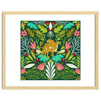 Cheetah Couple Illustration, Wild Cat Jungle Nature, Mandala Painting, Wildlife Tropical Tiger