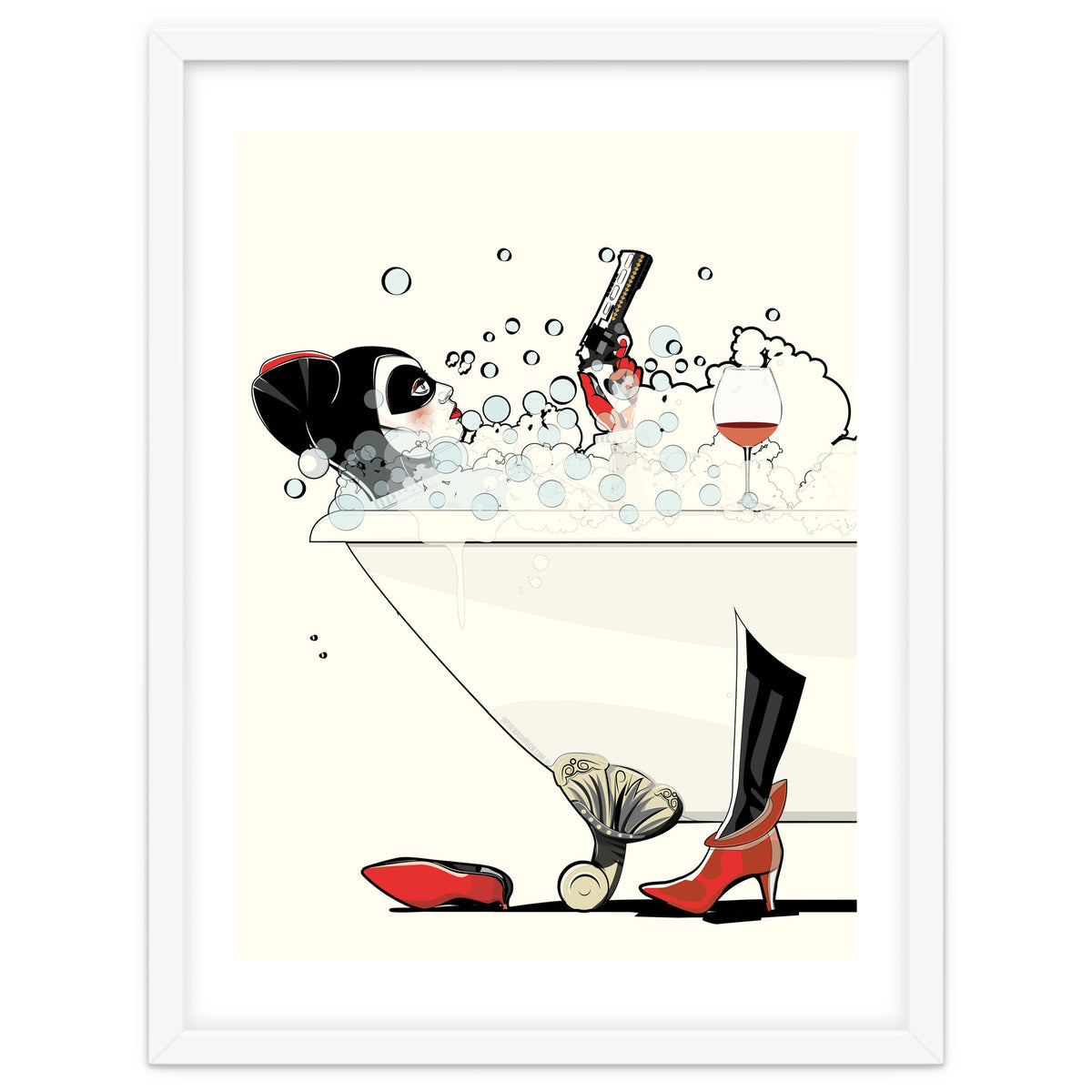 Harley Quinn in the Bath, funny Bathroom Humour