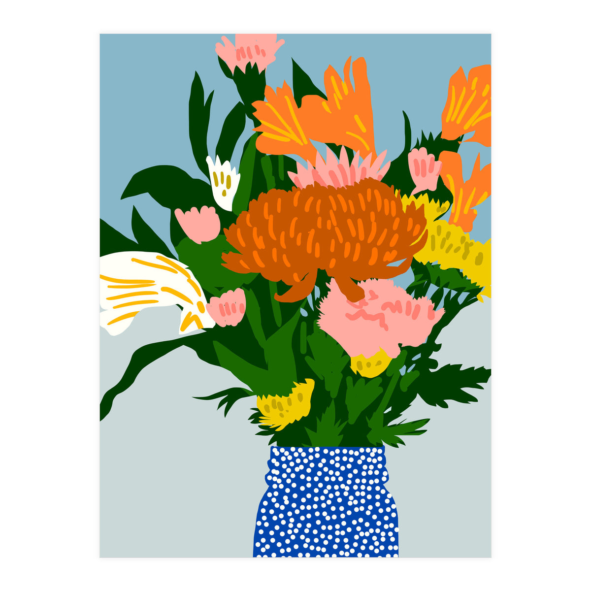 Potted Happiness | Flower Pot Botanical Floral Still Life | Eclectic Plants Modern Bohemian Décor (Print Only)