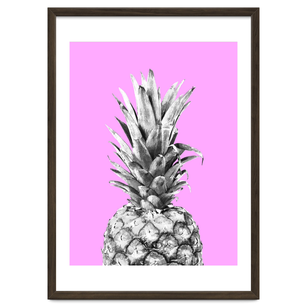 Black and White Pineapple Pink Background