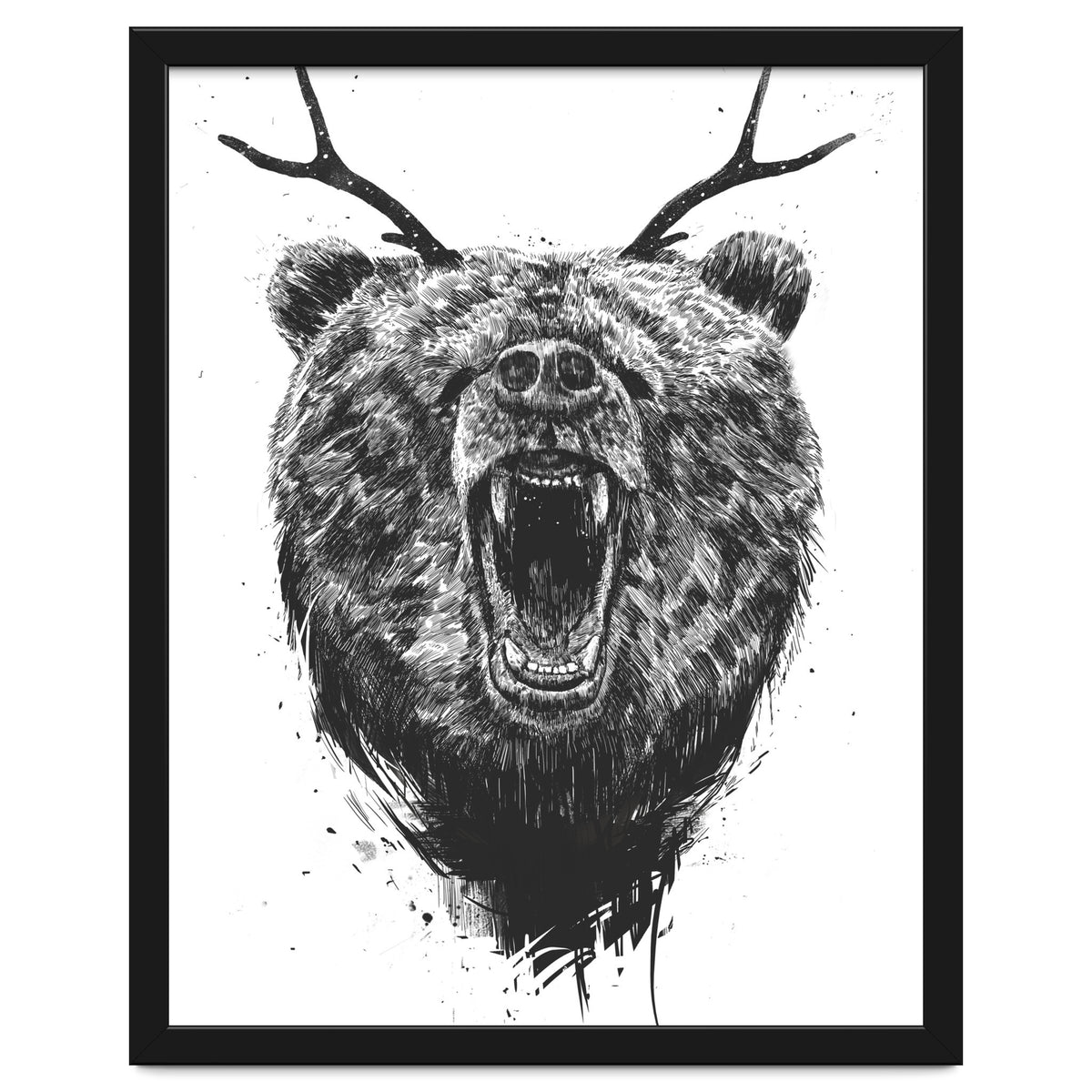 Angry Bear With Antlers
