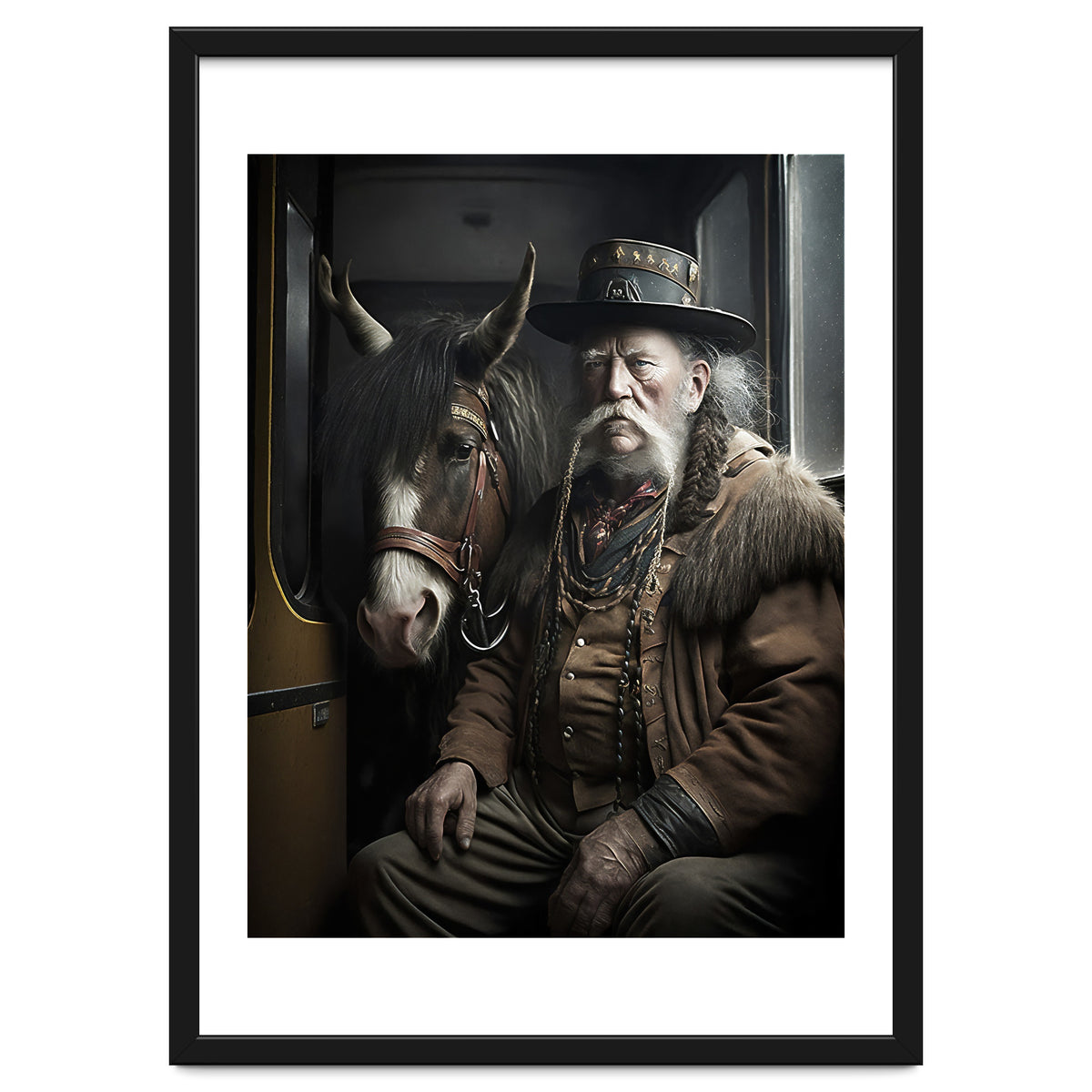 Old Man and His Horse on the Train