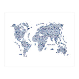 Watercolor World Map in Blue (Print Only) thumbnail