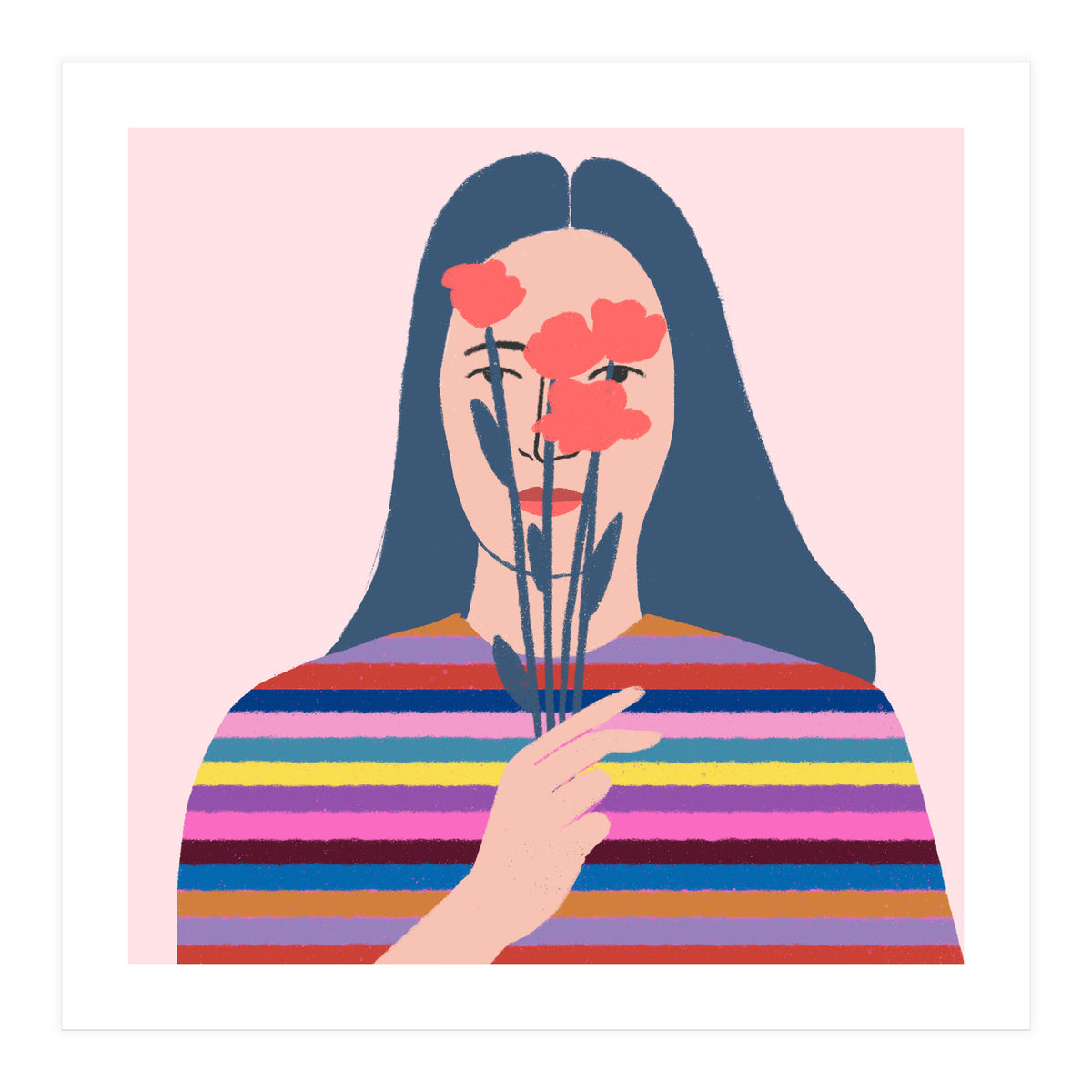 Girl With Flowers Square (Print Only)