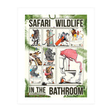 Safari wildlife animals in the bathroom, funny toilet humour.  (Print Only) thumbnail