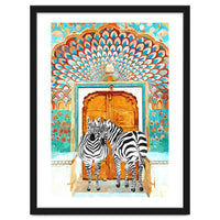 Take Your Stripes Wherever You Go Painting, Zebra Wildlife Architecture, Indian Palace Door Painting