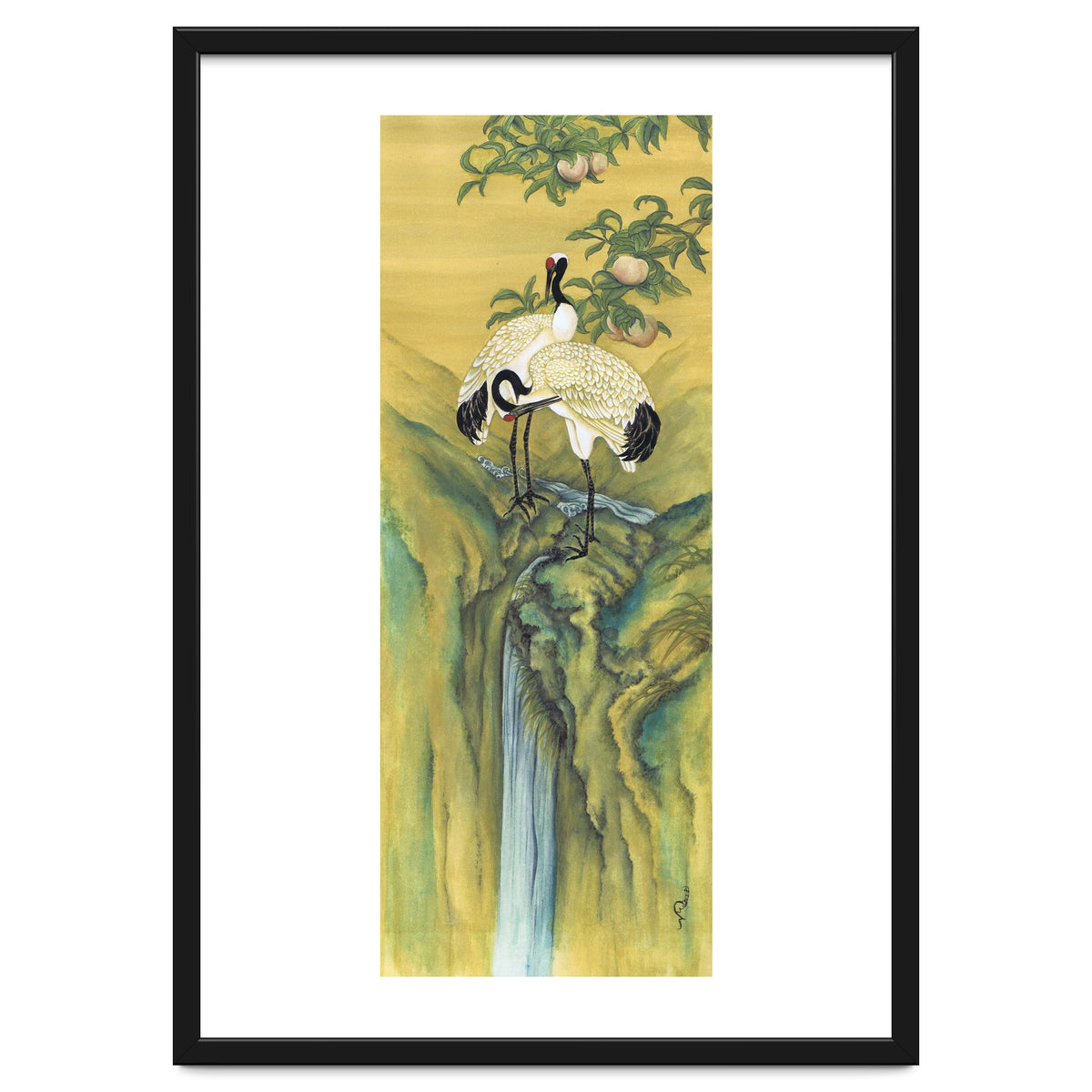 Cranes At The Top Of A Waterfall