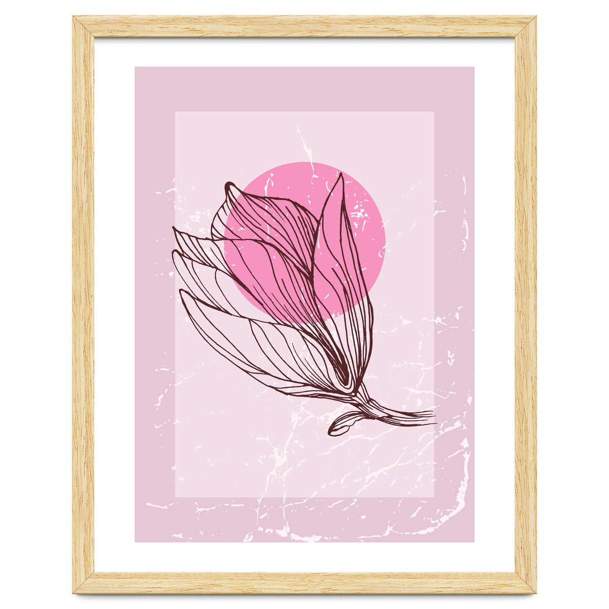 Magnolia  Minimalist Scandinavian, Abstract Geometric Art, Botanical Art