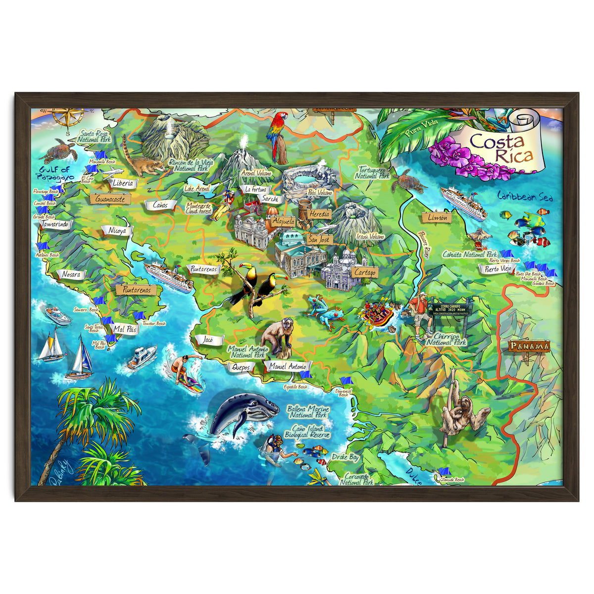 Costa Rica Map Illustration