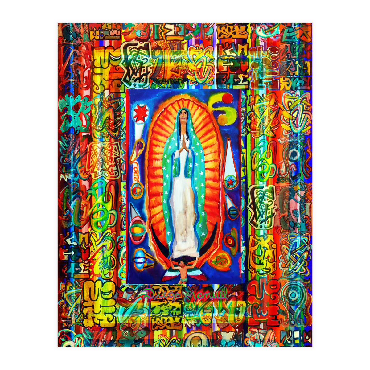 Graffiti Digital 2022 333 and Virgin of Guadalupe (Print Only)