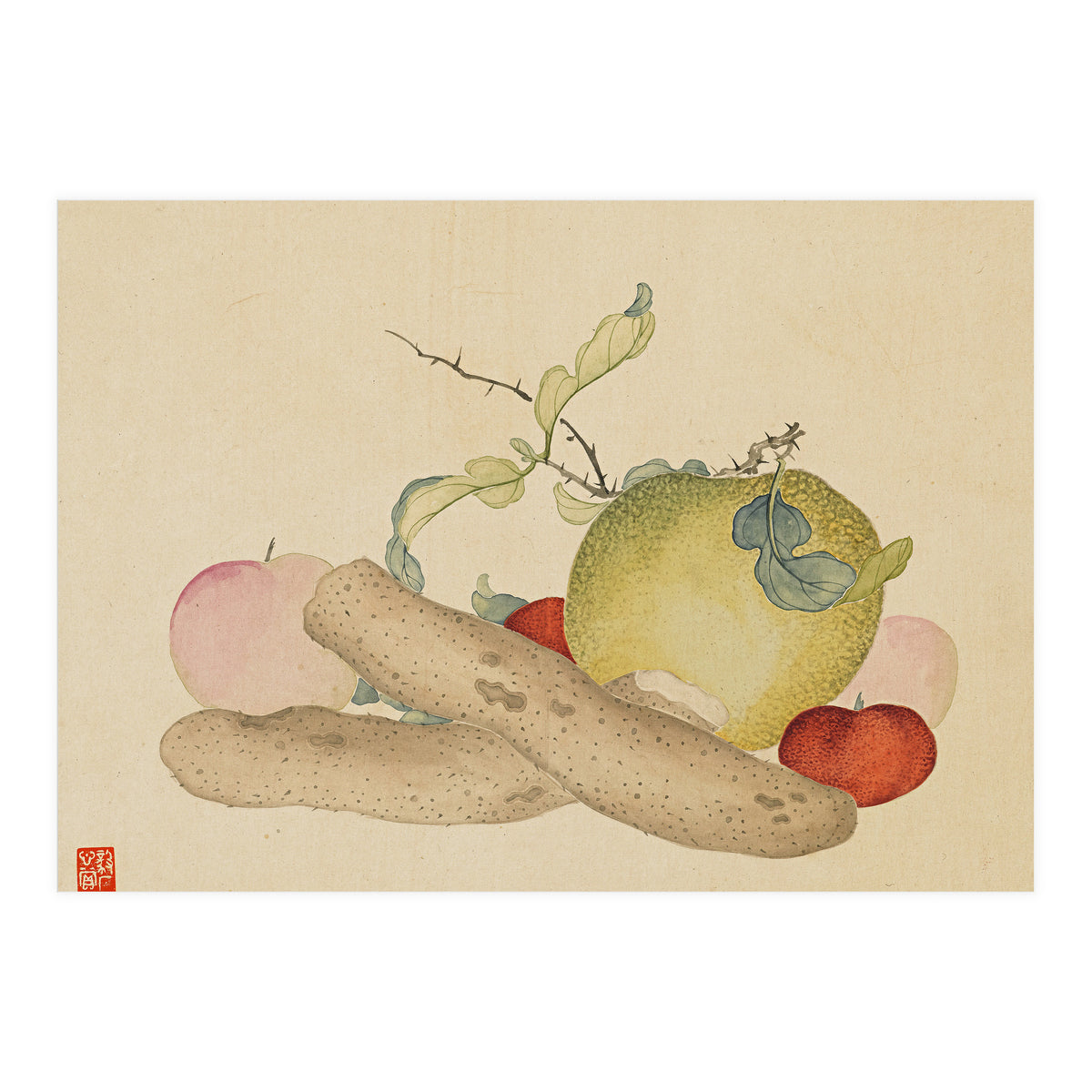 Wang Chengyu~flowers And Vegetables, Vegetables, Fruits, Yam, Apple, Pear (Print Only)