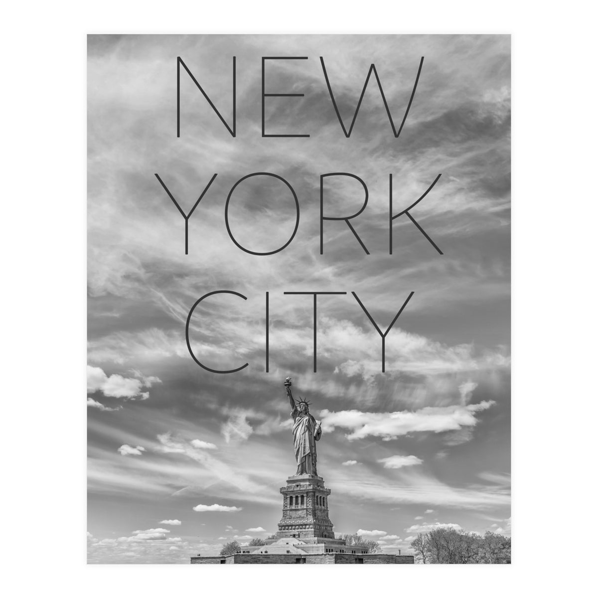 NYC Statue of Liberty | Text & Skyline (Print Only)