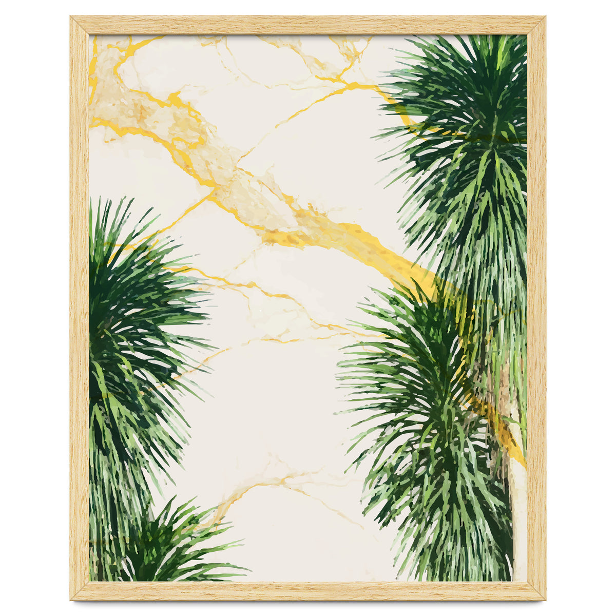 Gold marble texture with palm tree