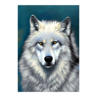 The Wolf, Animal Portrait Painting, Wildlife Forest Jungle Dog, Mystery Eclectic Rustic (Print Only)