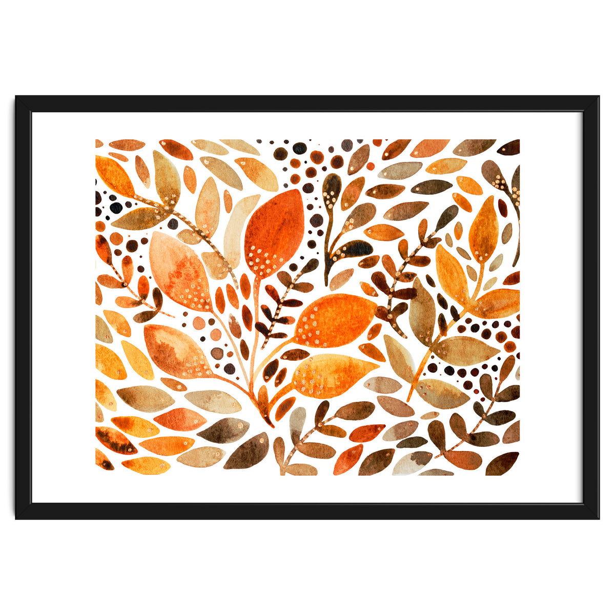 Watercolor modern foliage - autumn palette