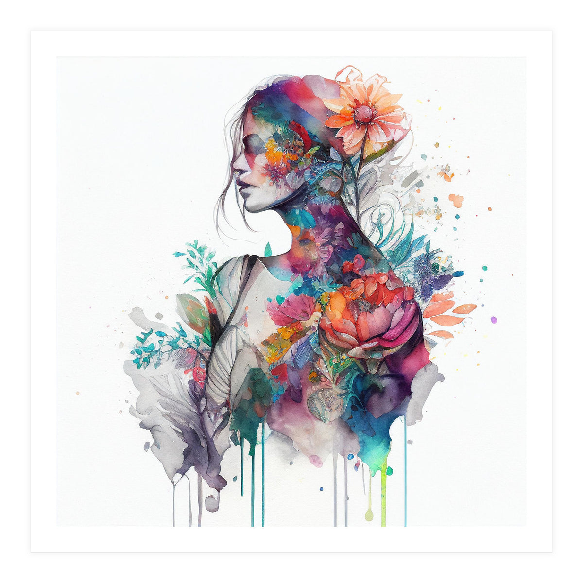 Watercolor Tropical Woman #9 (Print Only)