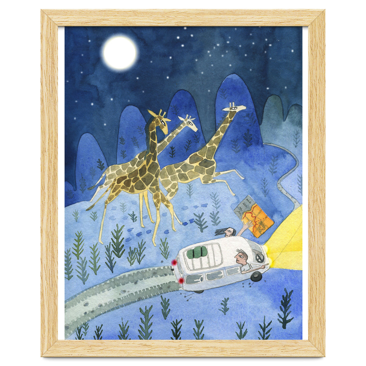 Giraffes In Moonlight