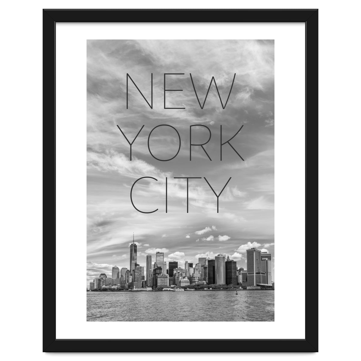 NYC Lower Manhattan & Hudson River | Text & Skyline