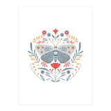 Scandinavian Folk Art: Butterfly & Flowers (Print Only) thumbnail