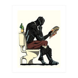 Black Panther on the Toilet, funny bathroom humour (Print Only) thumbnail