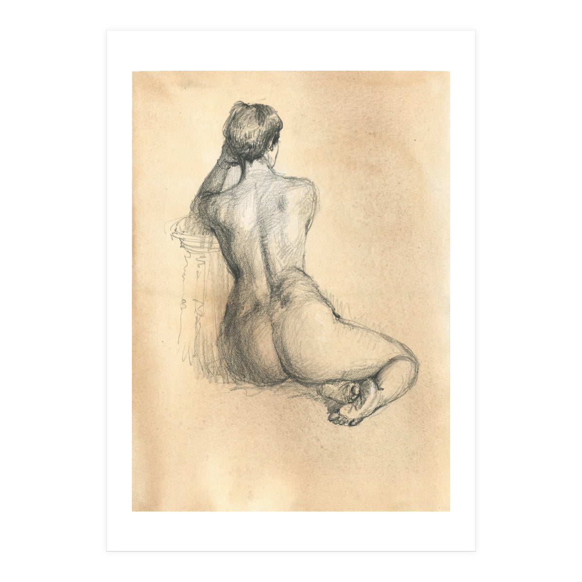 Nude beautiful girl from the back (Print Only)