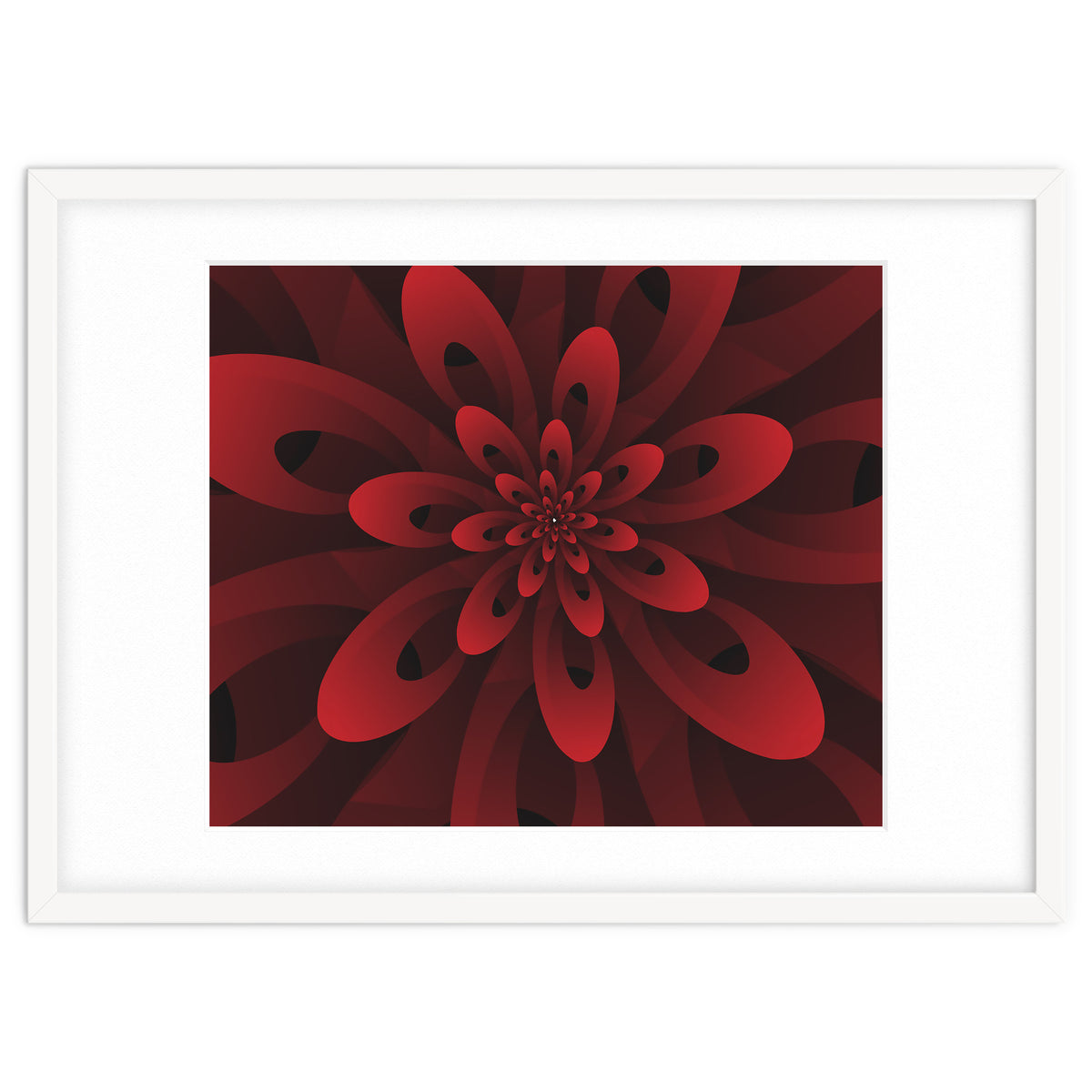 Abstract Digital Modern Red Floral 3D ART