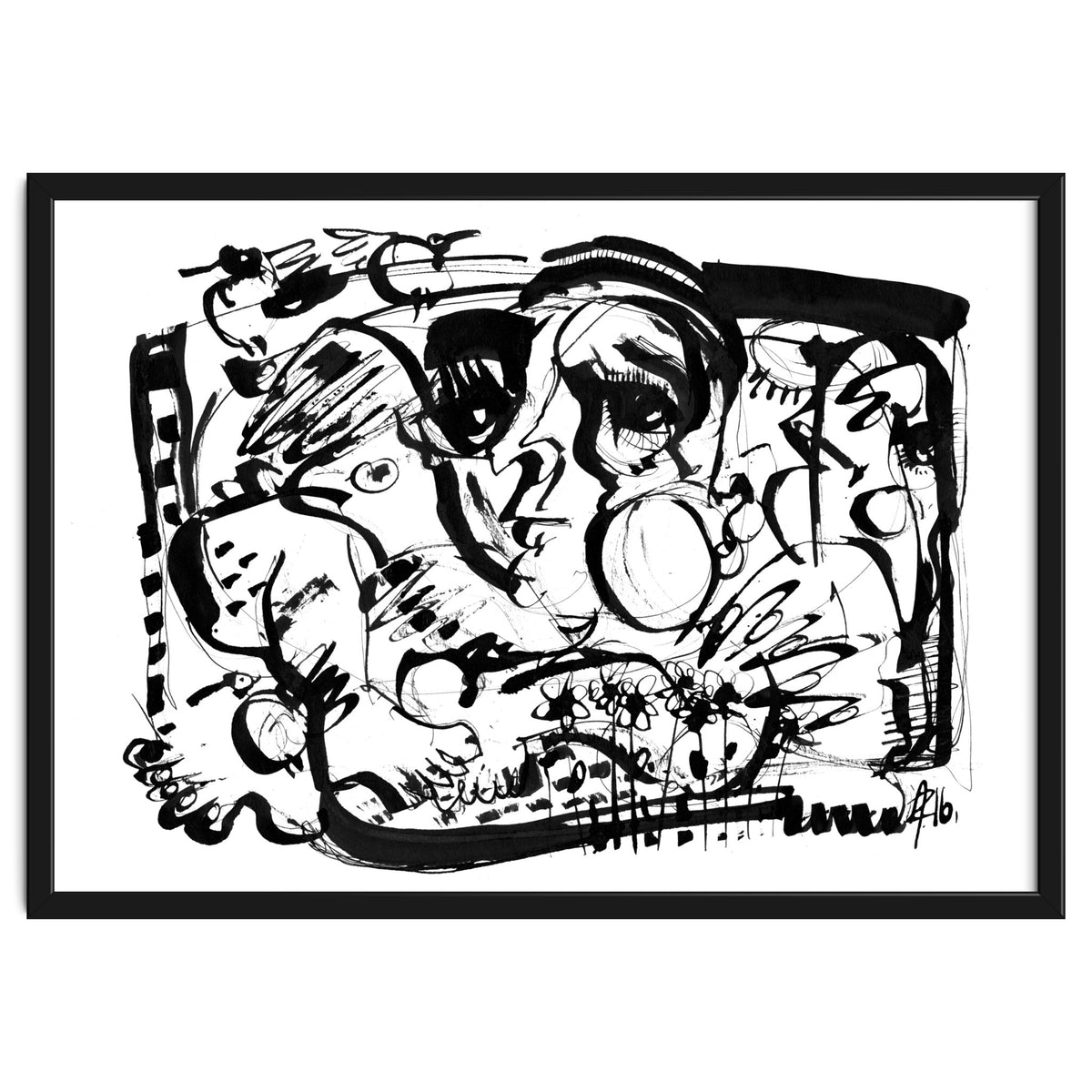 Birds and Flowers - b&w