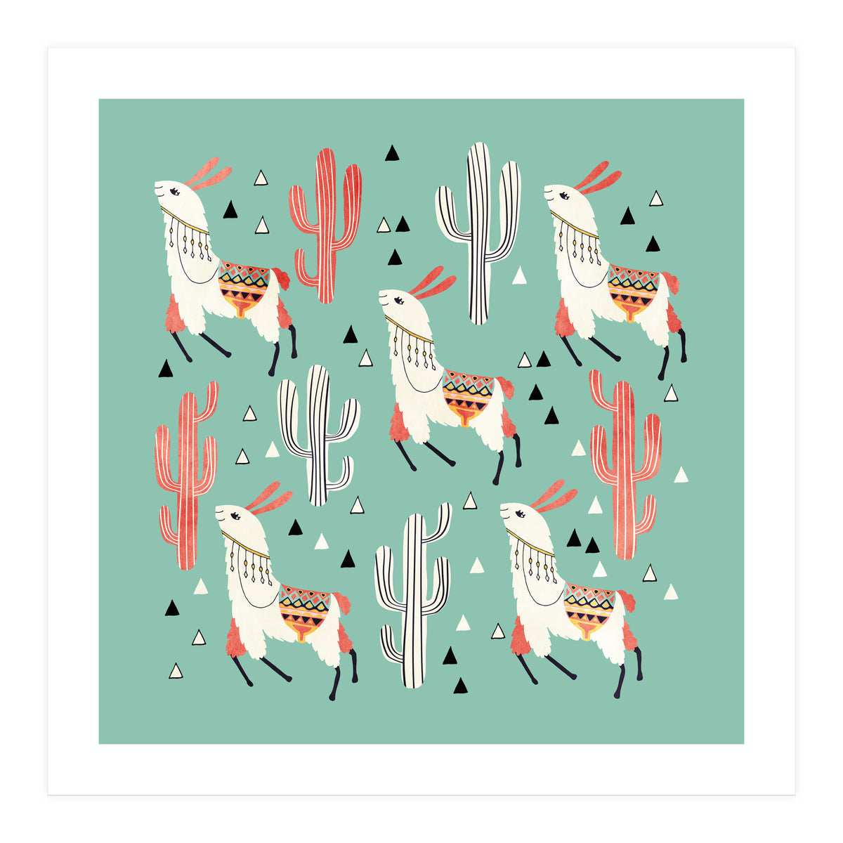 Llama In Green Desert (Print Only)