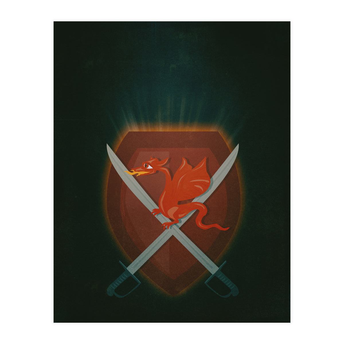 Heraldic dragon and cutlasses (Print Only)
