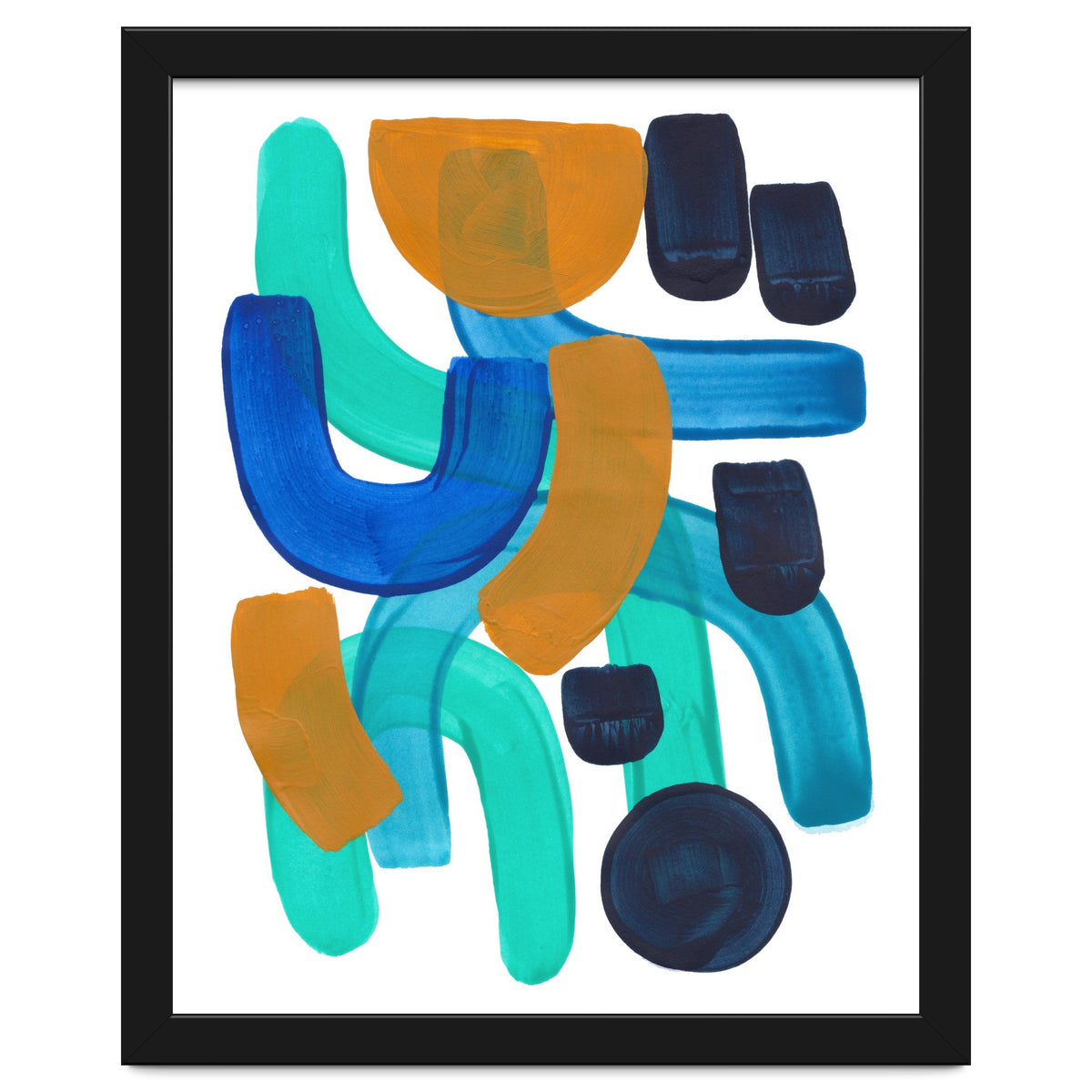 Fun Colorful Blue Turquoise Shape Yellow Accent