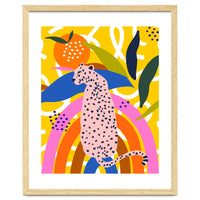 Leopard Somewhere Over The Rainbow, Maximalist Abstract Wildlife Jungle Botanical, Pop of Color Eclectic Animals Illustration