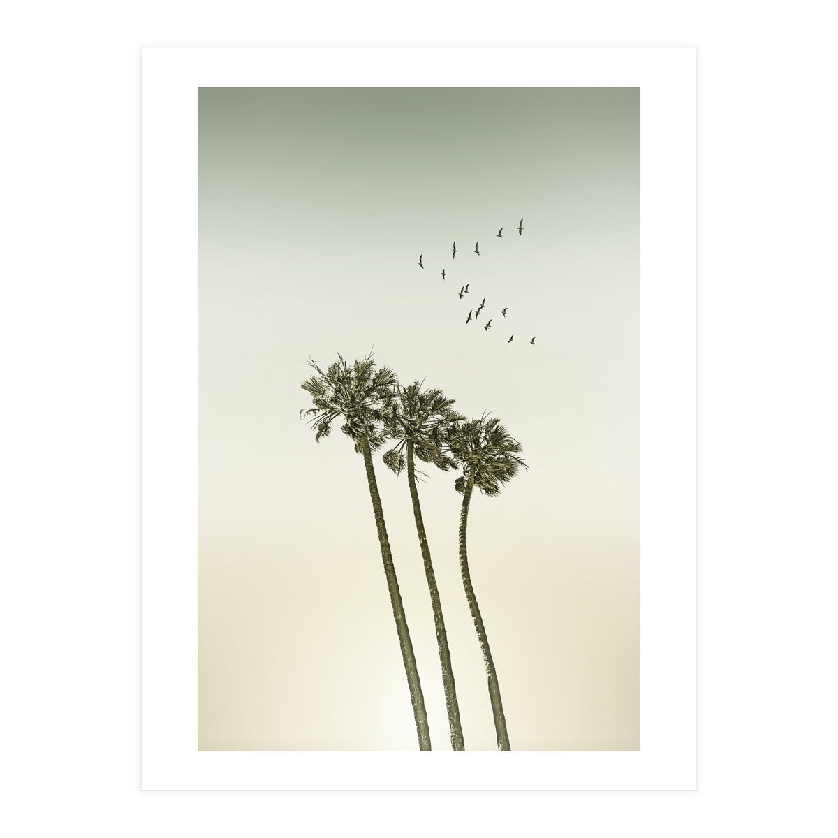 Vintage palm trees at sunset (Print Only)