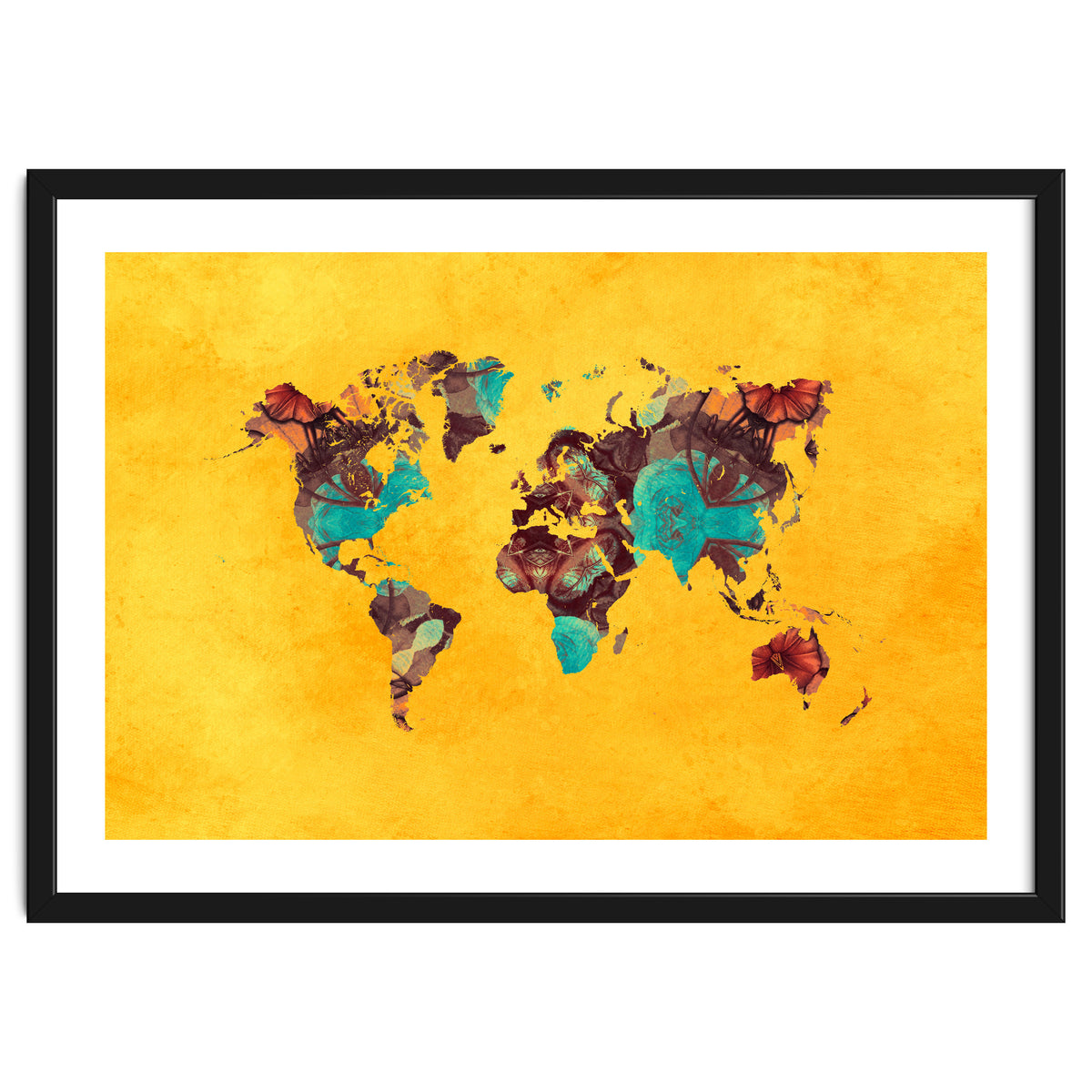 world map yellow art