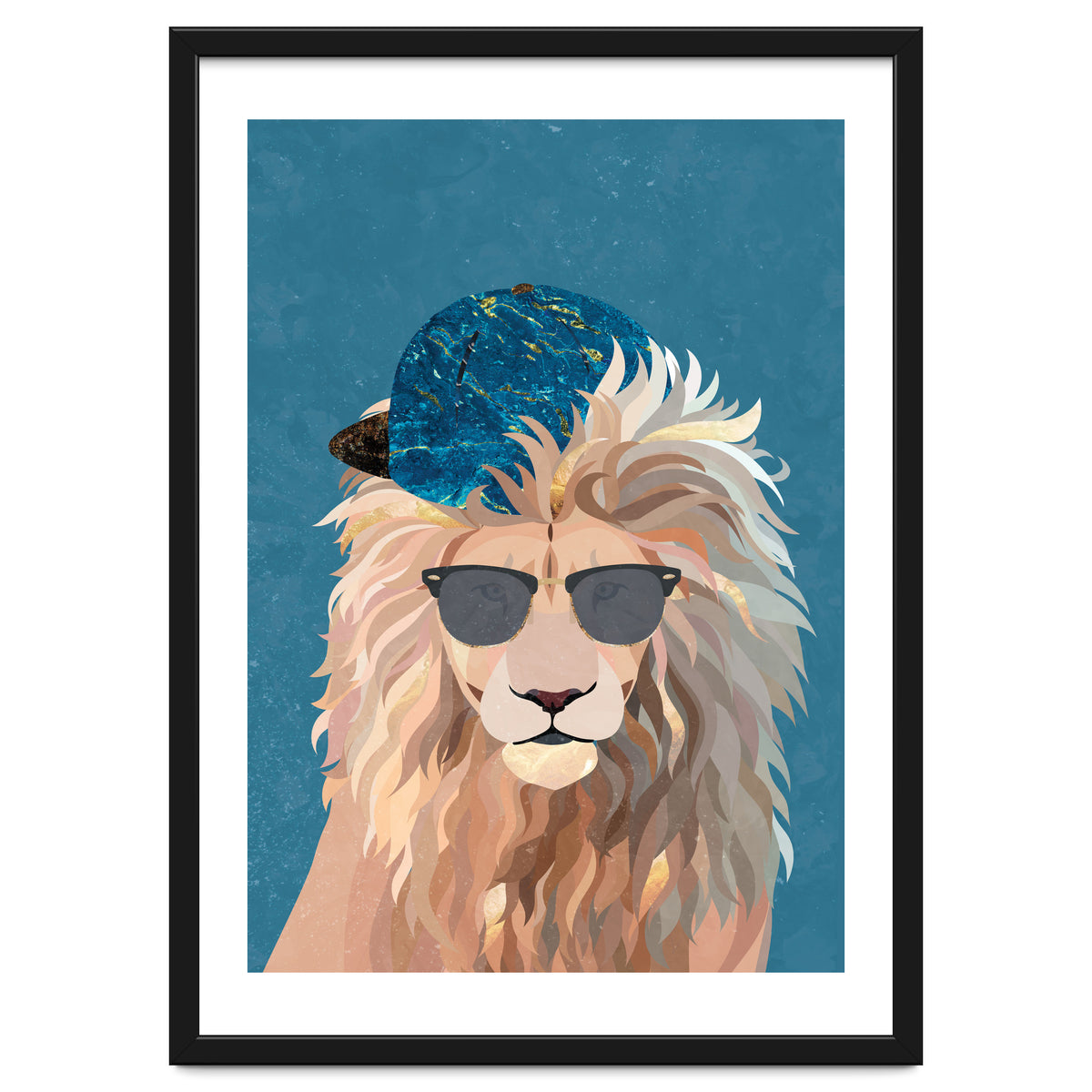 Skater Lion Portrait Blue
