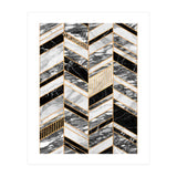 Abstract Chevron Pattern - Black and White Marble (Print Only) thumbnail