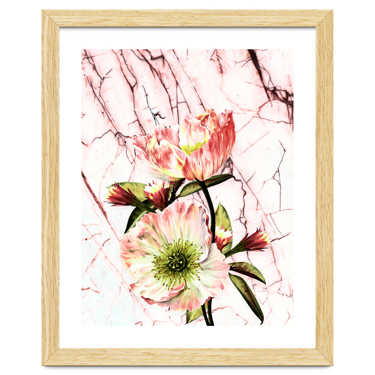 Flowering on pink marble