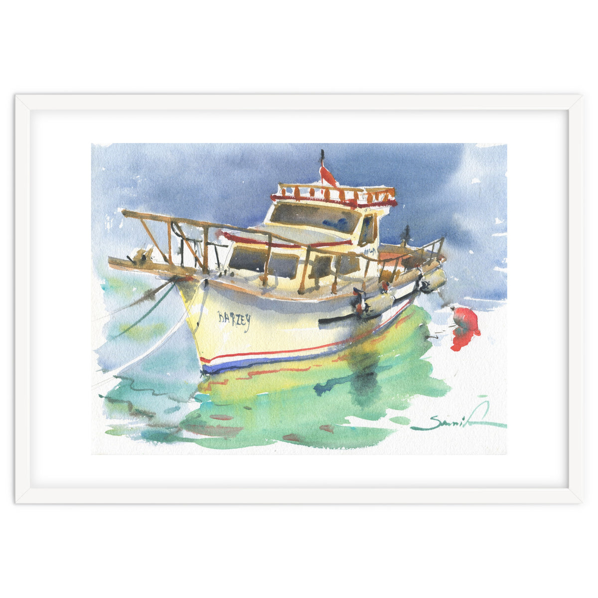 Yacht painting watercolor