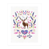 Floral Stag | Pink And Blue (Print Only) thumbnail