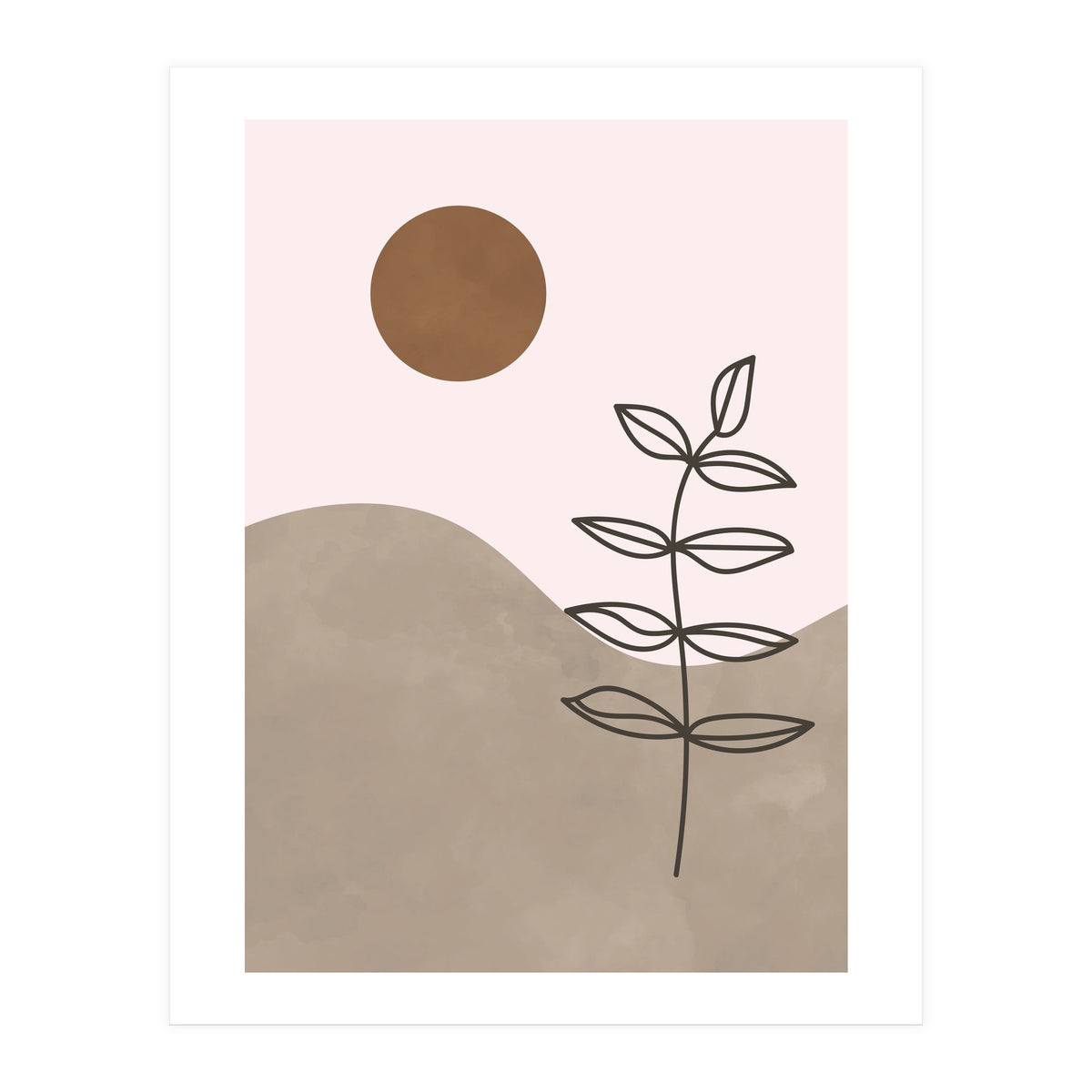 Sun Leaf Abstract Botanical Mid Century (Print Only)