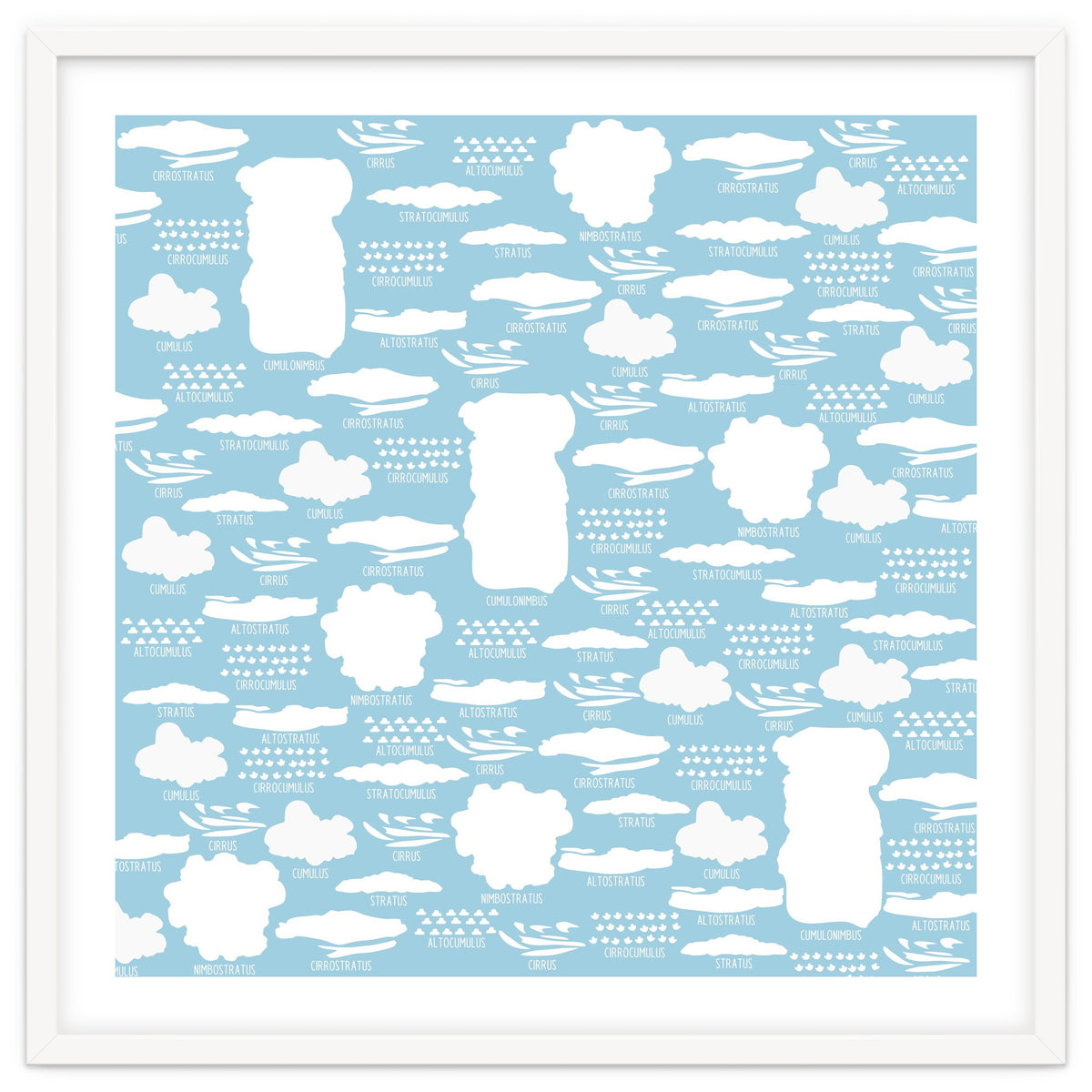 Clouds landscape on blue background