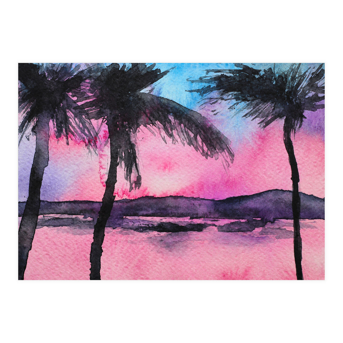 Tropical sunset || watercolor (Print Only)