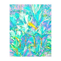 Palm Garden, Tropical Nature Jungle Botanical Painting, Bohemian Intricate Pastel Forest (Print Only)