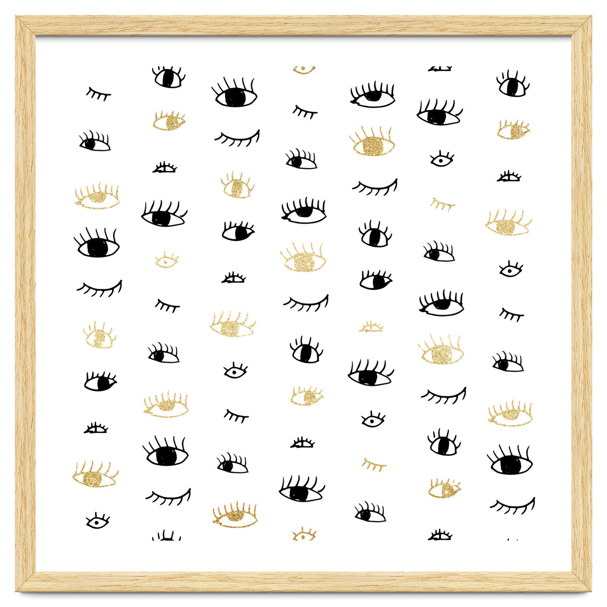 Gold and black eyes and lashes pattern