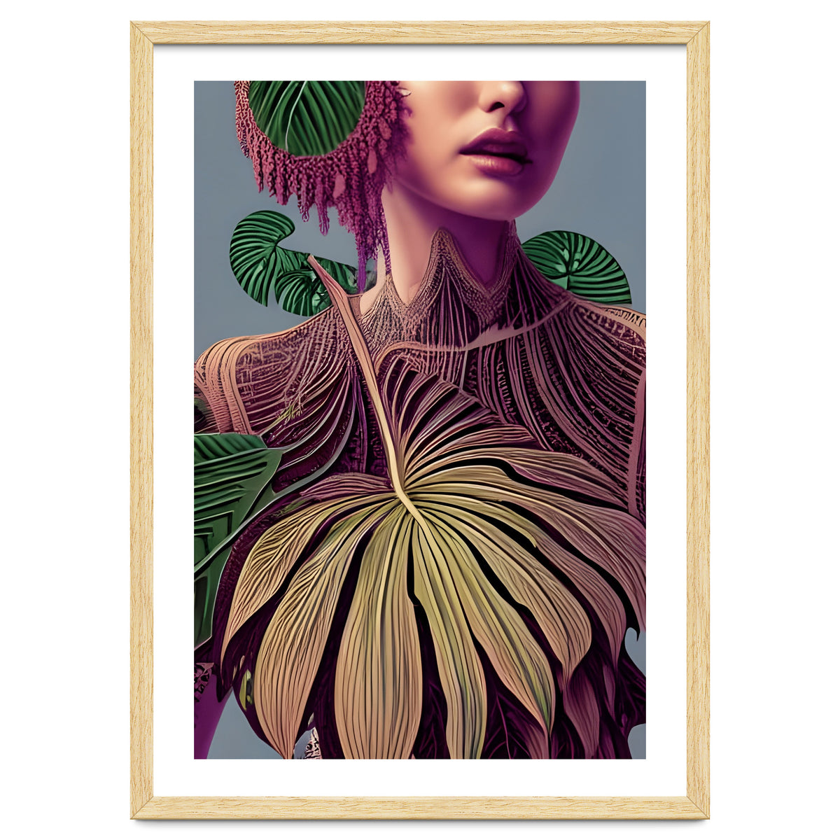 Woman in Monstera Deliciosa Leaves