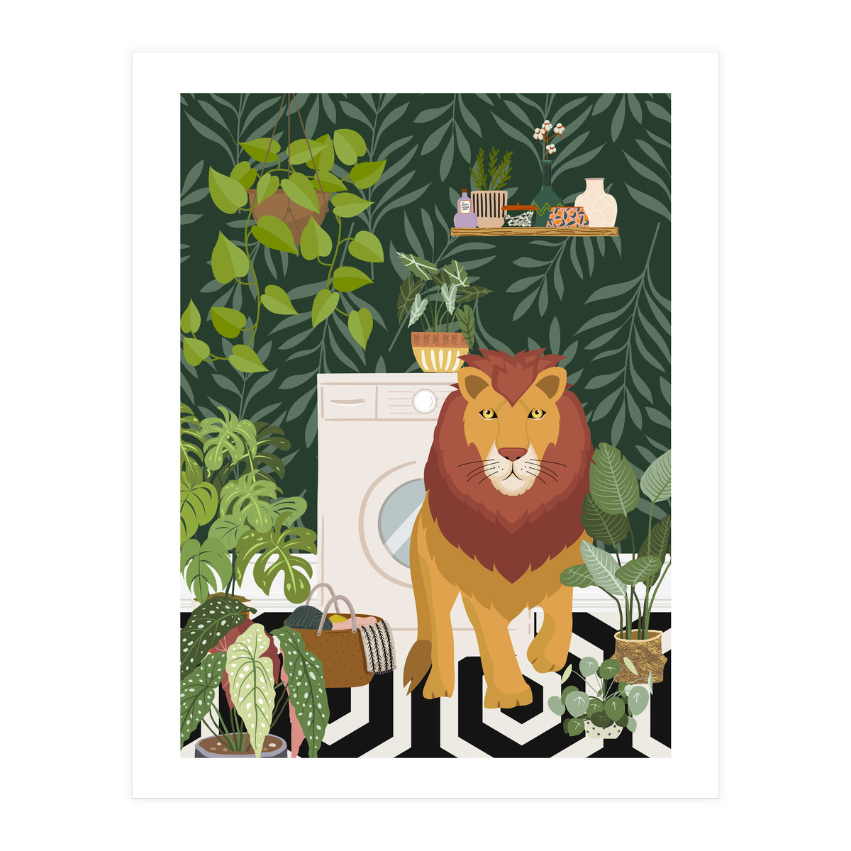 Lion in Laundry Room (Print Only)